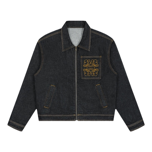 mostwantedlab小花四方连续十字绣牛仔夹克秋季潮流百搭短款外套