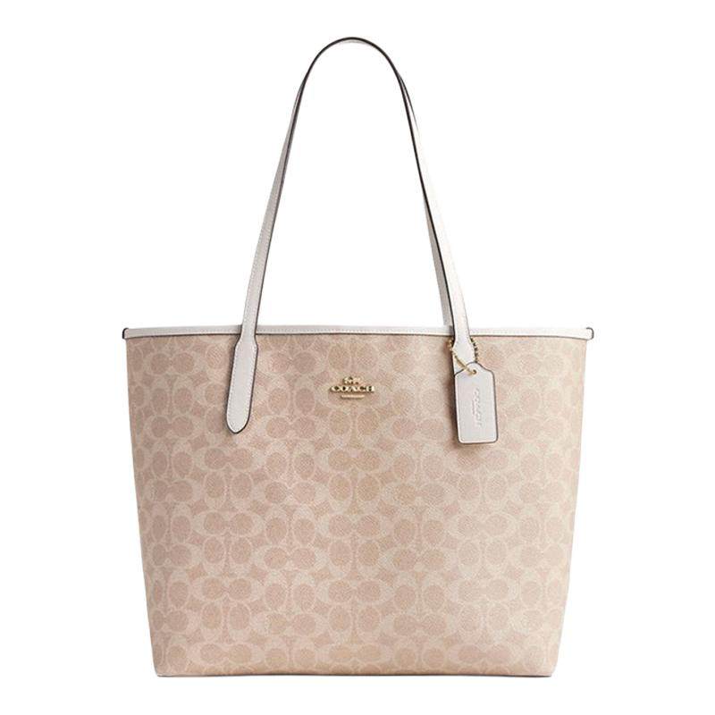 【官方授权】COACH/蔻驰女包通勤老花单肩手提托特包