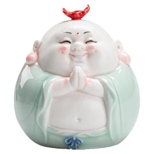 创意陶瓷弥勒佛茶宠摆件招财大肚笑佛茶室茶桌装饰品禅意茶道礼品