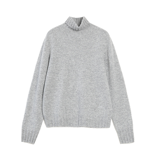 【自营】【100%绵羊毛】ELLE高领无缝一体毛衣女2025冬简约针织衫