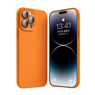 适用于苹果16pro全包iPhone13液态硅胶手机壳14promax超薄自带镜头膜12防摔套1防尘软壳大牌橙纯色男女新款15