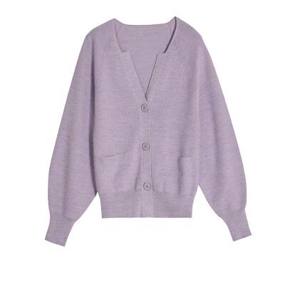 墨蒂珂开衫V领截短式针织衫