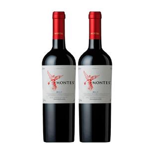 montes智利原瓶红酒蒙特斯天使珍藏梅洛干红葡萄酒750ml*2瓶