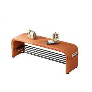 新款轻奢软包换鞋凳家用门口入户一体多层收纳鞋架卧室床尾长条凳