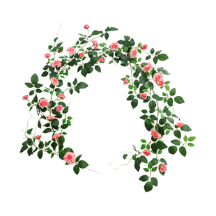 仿真玫瑰花藤假花塑料藤条空调管道缠绕藤蔓装饰遮挡吊顶花条植物