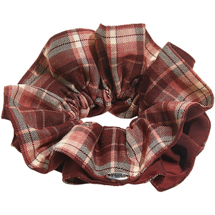 兰诺红色格纹双层大肠发圈女高级感2026新款扎头发马尾丸子头发饰