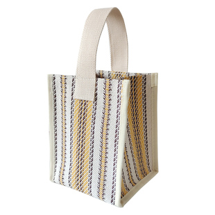 手提袋女夏小号超市环保购物袋上班族休闲迷你格子防水手拎帆布包