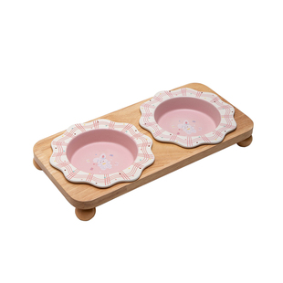 Petdebby钢琴兔双碗猫咪吃饭碗幼猫小型犬喂食盘猫罐头碗不易打翻