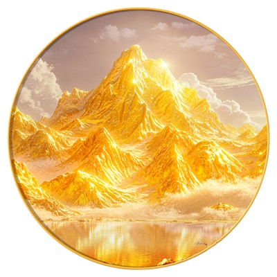 轻奢高级金山挂画圆形斗柜装饰画