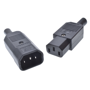 三芯接线免焊品字机箱PDU接口公母对接C13 C14插头插座铜16A250V