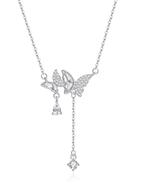 2025新款999纯银水滴蝴蝶项链女