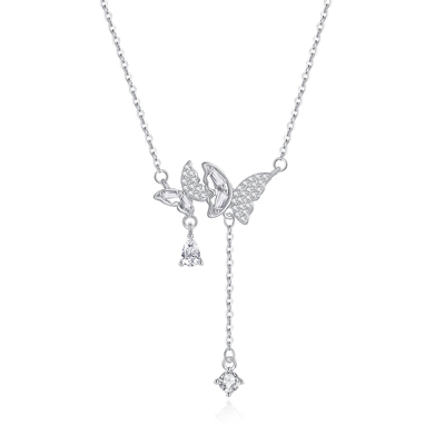 2025新款999纯银水滴蝴蝶项链女
