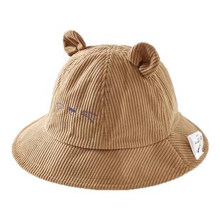 童泰宝宝帽子儿童盆帽男童灯芯绒渔夫帽女童纯棉内里可爱遮阳帽