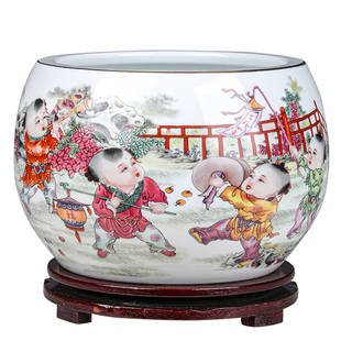 大号陶瓷聚宝盆招财聚财陶瓷缸聚宝盆摆件办公室客厅居家守财摆件