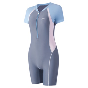 李宁儿童游泳衣女孩连体中大童初中生带胸垫专业训练女童2026新款