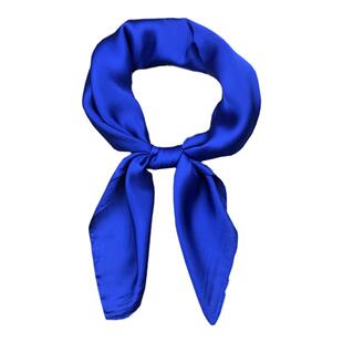 70纯色克莱因宝蓝色仿真丝中小方巾女空姐丝巾演出活动百搭款围巾