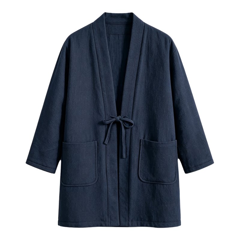 原创国风道袍茶禅服居士中长棉衣