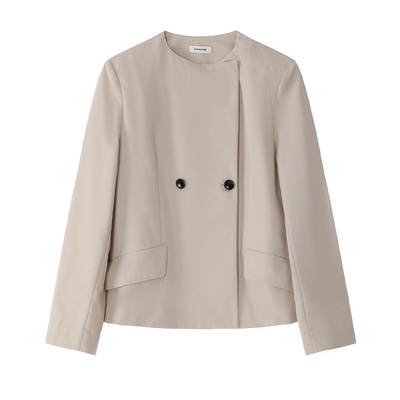 春夏杏色西装外套女短款箱型通勤