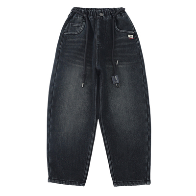 男童羊羔绒牛仔裤2025冬季新款