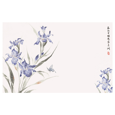 兰斋紫鸢尾彩绘毛毡垫