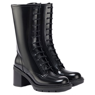 CASADEI/卡桑蒂【12期免息】新品 高跟牛皮粗跟中筒马丁靴骑士靴