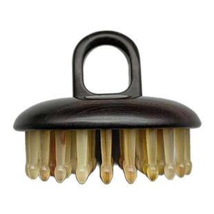 天然紫光檀羊角密齿头部经络按摩梳节日礼品绿檀木梳子