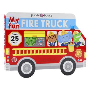 我的快乐消防车 英文原版绘本 My Fun Flap Book My Fun Fire Truck 异形纸板翻翻书 My Fun School Bus姐妹篇儿童英文启蒙撕不烂