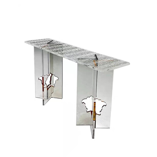 现代轻奢玄关台意式别墅门厅装饰台样板房高级感透明亚克力玄关桌