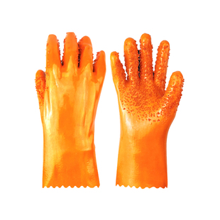 称星908包邮浸塑手套防滑耐油耐磨耐酸碱止滑棉毛衬里PVC工业手套