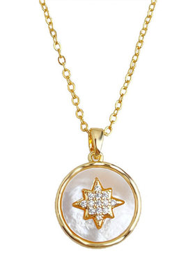 18K真金强保色贝壳芒星几何项链