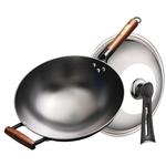 华邦尖圆底省油锅铸铁炒锅生铁锅无涂层不生锈不粘锅家用燃气灶锅