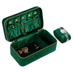 丝绒防氧化首饰盒黄金戒指项链手镯收纳盒便携大容量双层饰品盒