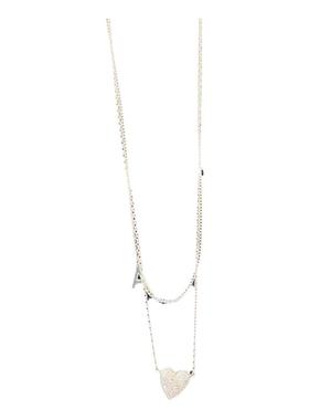 吾小历同款假两条字母心形项链