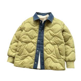 豆绿 150码~90绒轻薄羽绒服~牛仔衬衫领~男童女童秋冬鸭绒外套