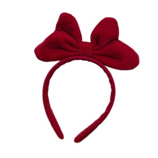 新年红色丝绒蝴蝶结发箍儿童不伤发防滑头箍宝宝节日演出拍照头饰