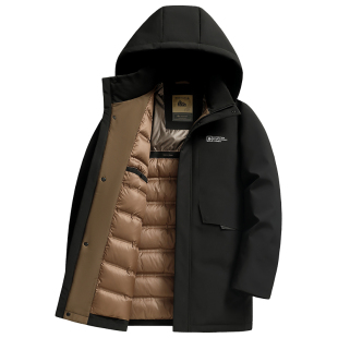 老人头【90鸭绒】爸爸羽绒服中长款中老年人商务加厚抗风保暖外套