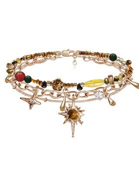 MASW麻秀复古彩色串珠太阳花手链