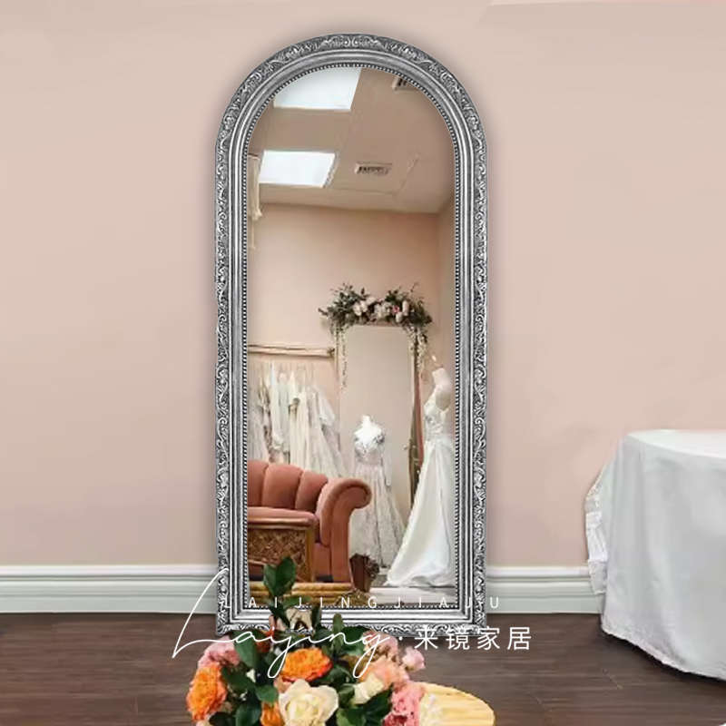 法式复古落地镜全身试衣镜镜子壁挂服装店换衣镜ins风卧室穿衣镜