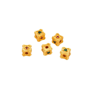 哑金保色古法金镶锆石骨头方珠骨珠隔珠顶珠diy文玩手串饰品配件