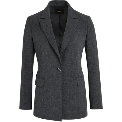 [高级老钱风套装]LANDI蓝地深灰通勤西服外套女套装西装裤冬新品