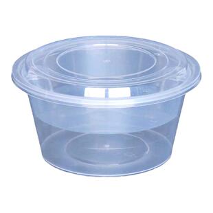 圆形双层打包盒一次性外卖汤面分离双层加厚塑料餐盒商用汤粉饭盒