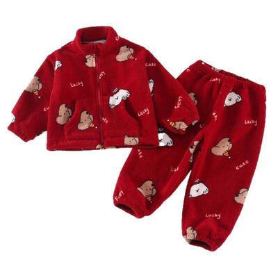 女童珊瑚绒卡通睡衣套装