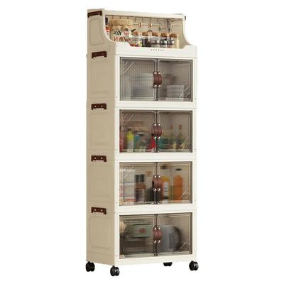 折叠收纳柜厨房置物架多层家用储物柜子客厅零食玩具免安装整理架