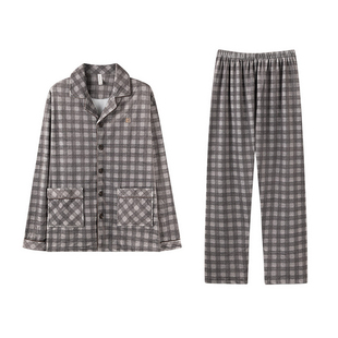 乌拉拉公主加厚海岛绒睡衣男25年秋冬季新款抗静电薄绒格子家居服