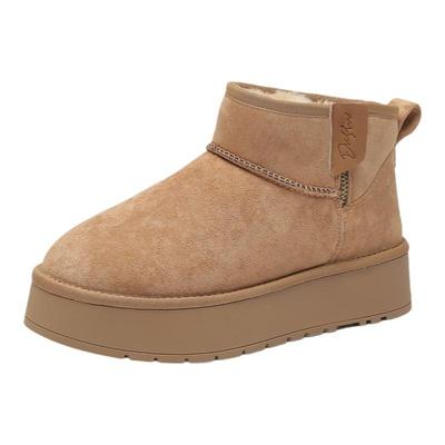 大东厚底雪地靴加绒保暖棉鞋