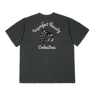 CENLES 孔雀复古口袋短袖T恤男宽松美式休闲T恤日系街头CITYBOY