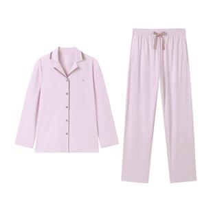 全棉时代女士睡衣水光棉家居服套装纯棉情侣长袖长裤秋冬款女生