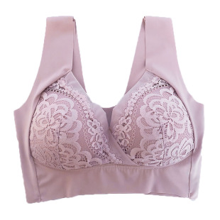 一片式无痕内衣胖mm聚拢无钢圈薄款大码文胸睡眠背心式舒适胸罩女