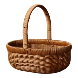 田园风手提水果篮仿藤编织野餐篮购物篮采摘收纳篮礼品篮手提花篮