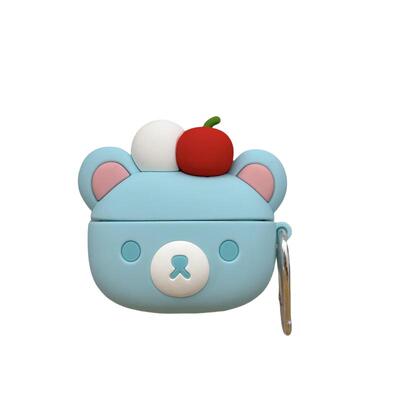 可爱草莓奶油轻松熊适用苹果耳机保护套airpods4无线蓝牙耳机壳三四airpodpro2二代ipod耳机盒airpods3保护壳
